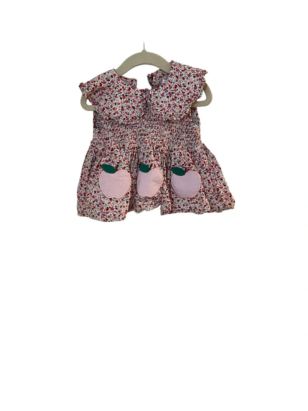 Back to school! Cecil & Lou Pink Liberty Applique Apple Dress &bloomers 🍎